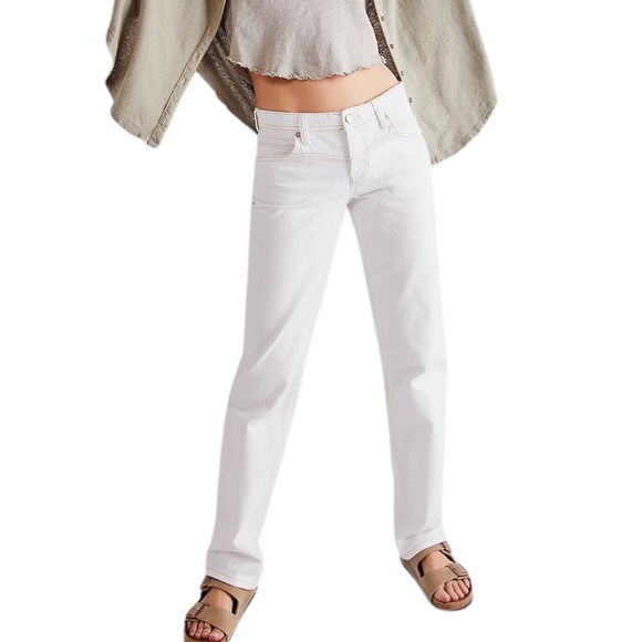 We The Free Denim - WE THE FREE | Women’s Shelby Daisy White Low-Rise Boyfriend Jeans Size 24